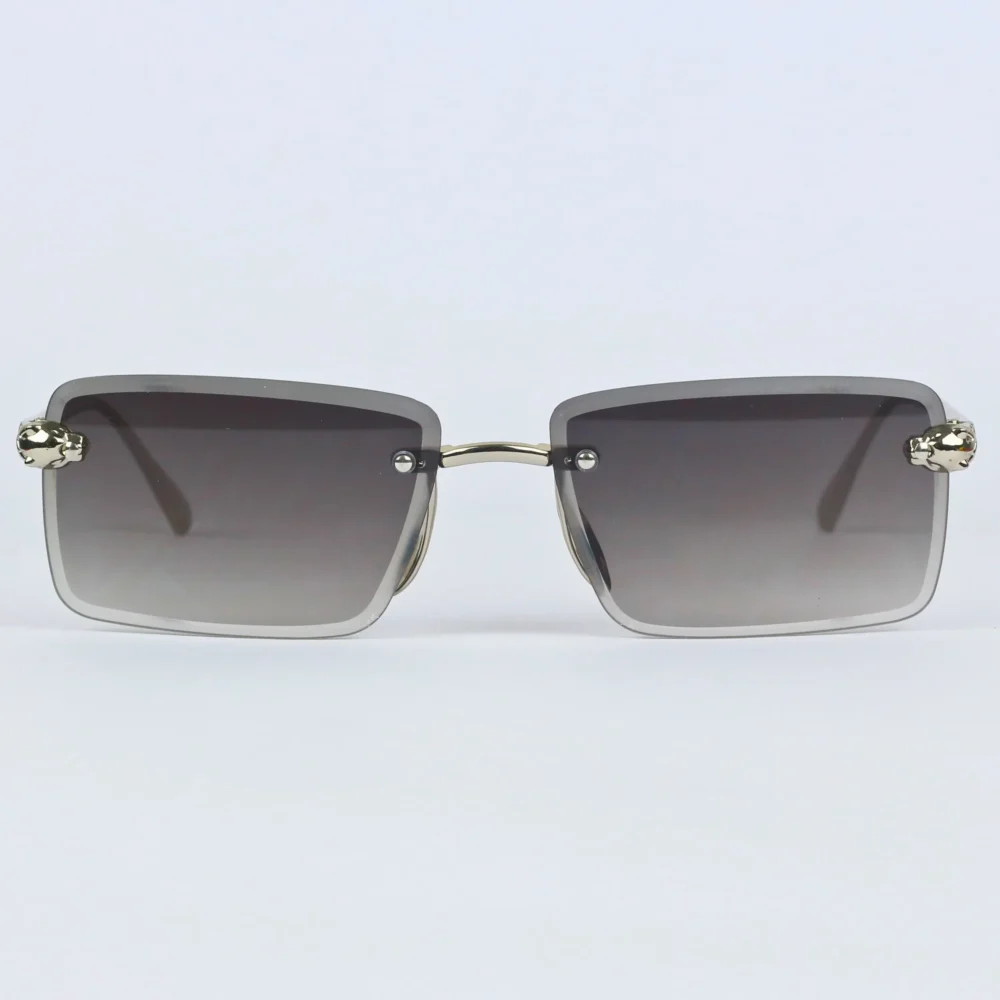 Zibas Unisex Rimless Gray Rectangle Sunglasses