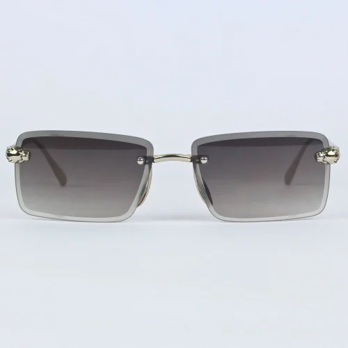 Zibas Unisex Rimless Gray Rectangle Sunglasses
