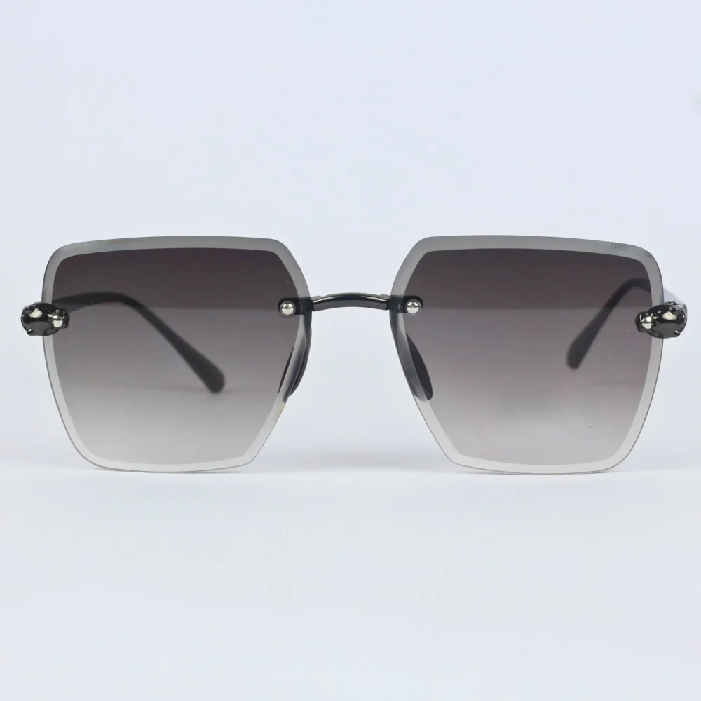 Zibas Rimless Square Sunglasses – Gray Gradient Lenses (UV Protected)