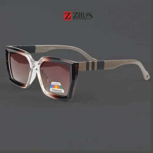 Zibas Striped Chocolate Rectangle Polarized Sunglasses