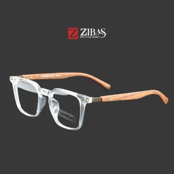Unisex Transparent Redwood Square Eyeglasses– Premium Acetated Frame | Zibas Urban