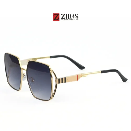 Women Black Gradient Square Sunglasses - Oversized UV400 Protection | Golden Frame Sunglasses | Zibas Prime