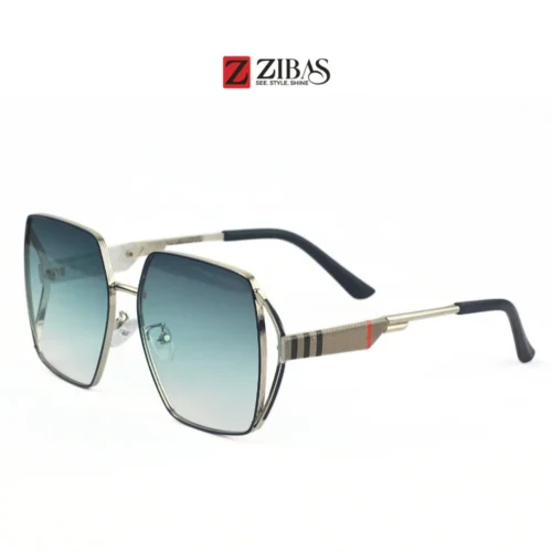 Women Green Gradient Square Sunglasses - Oversized UV400 Protection | Zibas Prime