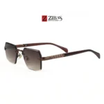 Unisex Half Rim Dark Chocolate Gradient Rectangle Sunglasses – UV400 Protection | Zibas Prime