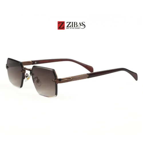 Unisex Half Rim Dark Chocolate Gradient Rectangle Sunglasses – UV400 Protection | Zibas Prime
