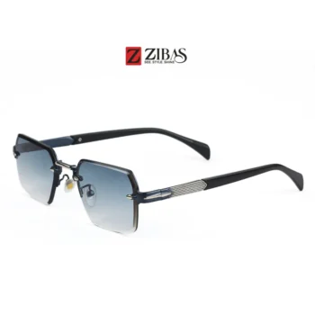 Unisex Half Rim Blue Gradient Rectangle Sunglasses – UV400 Protection  | Zibas Prime
