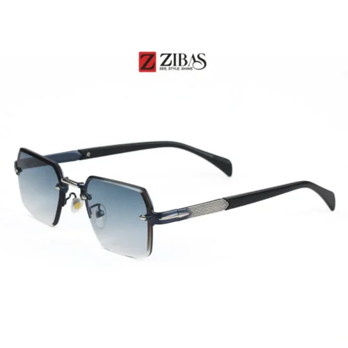 Unisex Half Rim Blue Gradient Rectangle Sunglasses – UV400 Protection  | Zibas Prime
