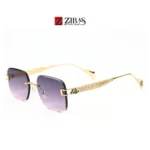 Unisex Rimless Bluish Pink Gradient Lens with Golden Frame Rectangular Sunglasses – UV400 Protection | Zibas Urban 1 zibas urban maybach rimless rectangular sunglasses 2026 new (2)