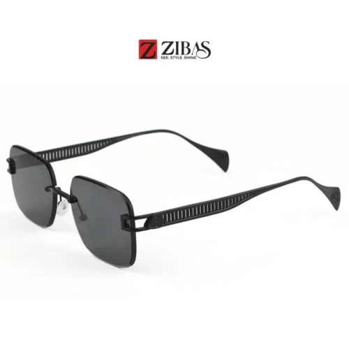 Unisex Rimless Black Gradient Lens with Black Frame Rectangular Sunglasses – UV400 Protection | Zibas Urban