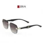 Unisex Rimless Black Gradient Lens with Black Silver Frame Rectangular Sunglasses – UV400 Protection | Zibas Urban