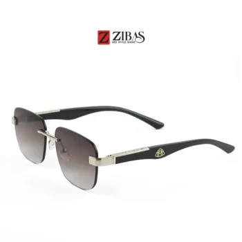 Unisex Rimless Black Gradient Lens with Black Silver Frame Rectangular Sunglasses – UV400 Protection | Zibas Urban