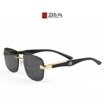 Unisex Rimless Black Gradient Lens with Black Golden  Frame Rectangular Sunglasses – UV400 Protection | Zibas Urban